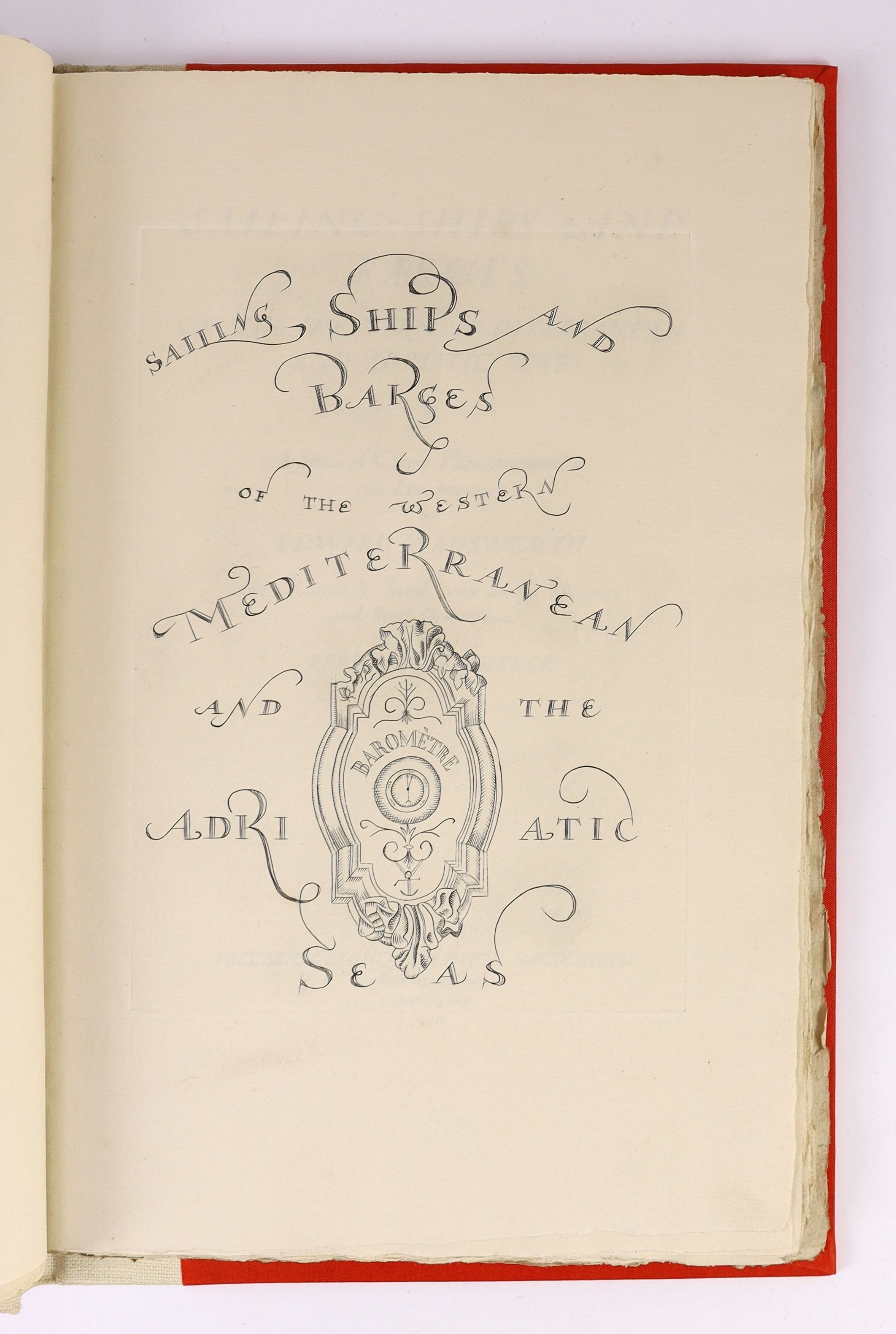 Wadsworth, Edward - Sailing Ships and Barges of the Western Mediterranean and Arctic Seas. 1st and limited edition, No.312 of 450. Complete with 18 copper plates by Edward Wadsworth, many of which have been hand coloured